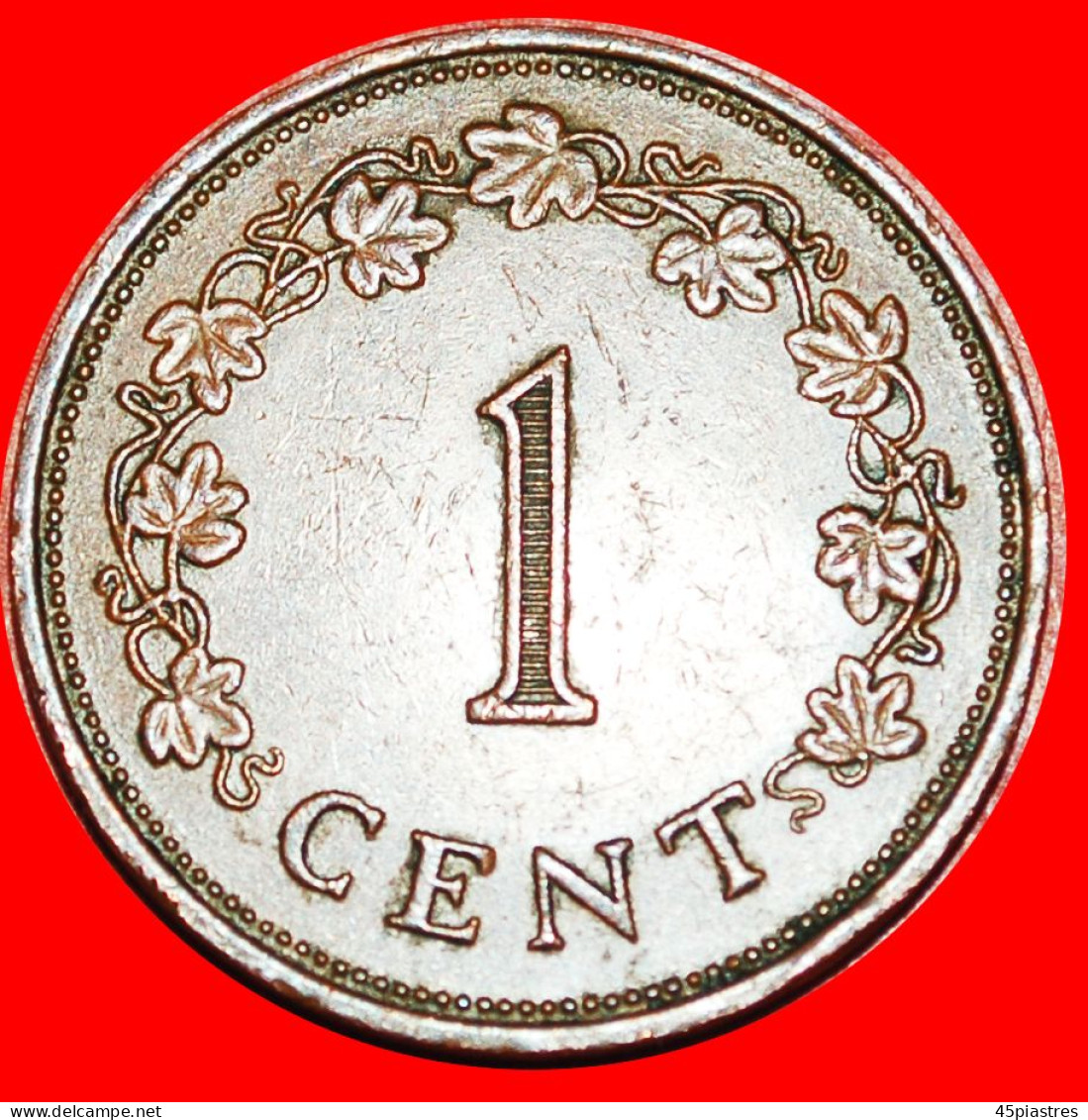 * GEORGE CROSS And 4 DOLPHINS 1972-1982: MALTA  1 CENT 1972! DRAGON! ·  LOW START · NO RESERVE! - Malta