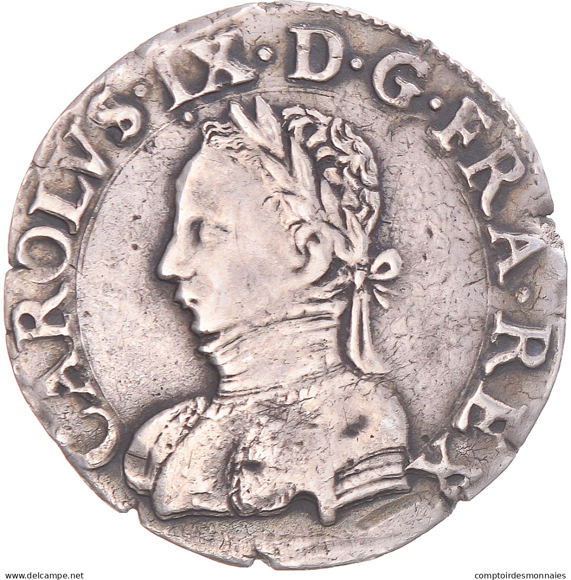 Monnaie, France, Charles IX, Demi Teston, 1573, Poitiers, TTB, Argent - 1560-1574 Carlo IX