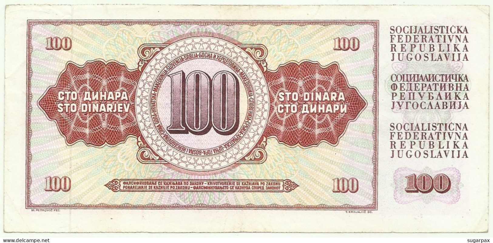 YUGOSLAVIA - 100 Dinara - 12/08/1978 - P 90.a - Serie AZ - Sign. 10 - Yougoslavie