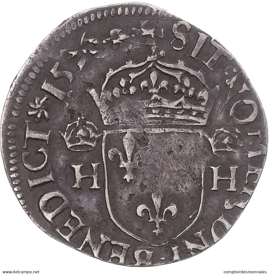 Monnaie, France, Henri III, 1/2 Teston, 1576, La Rochelle, TTB, Argent - 1574-1589 Heinrich III.