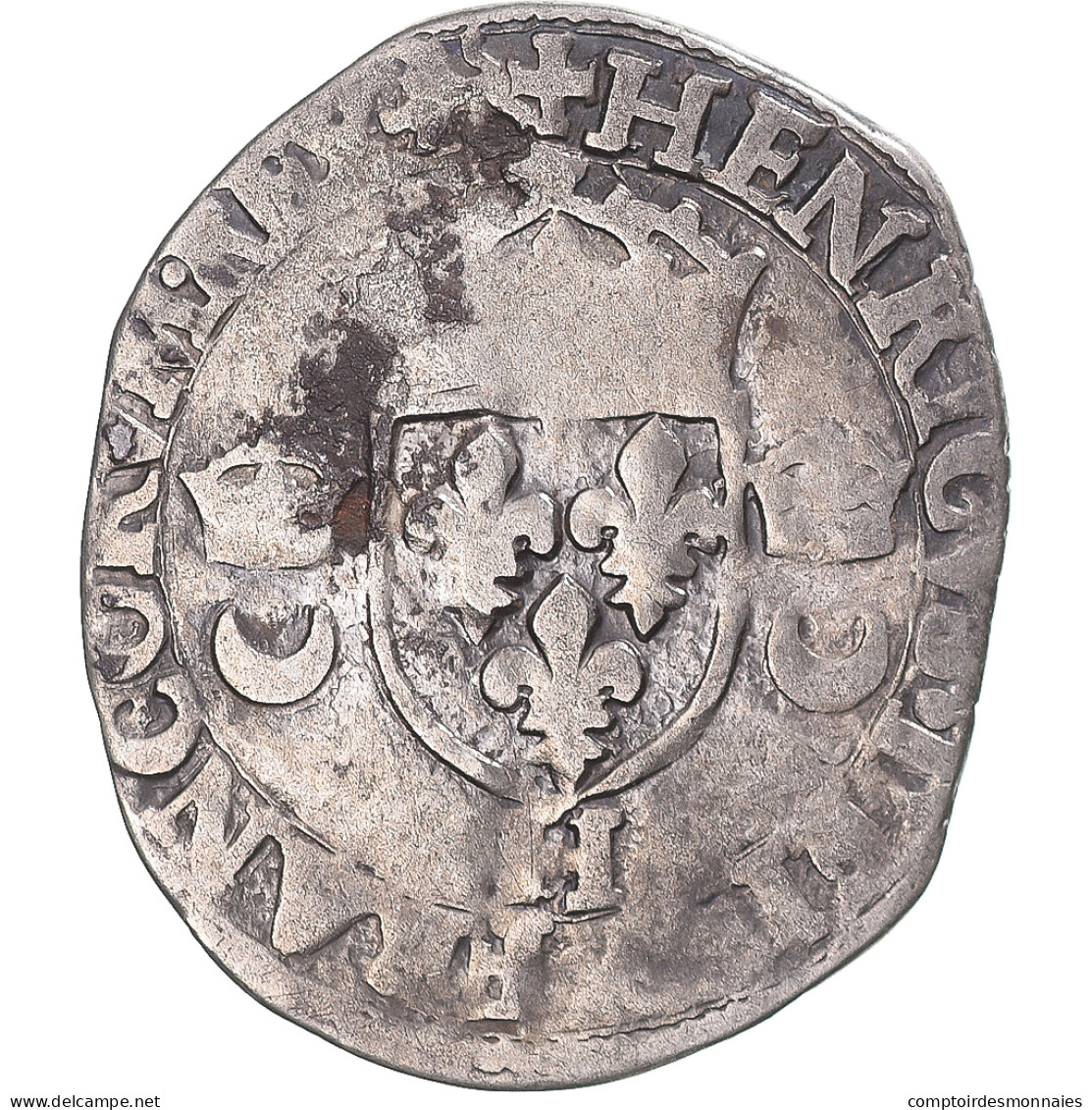 Monnaie, France, Henri II, Douzain Aux Croissants, 1549, La Rochelle, TB+ - 1547-1559 Henry II