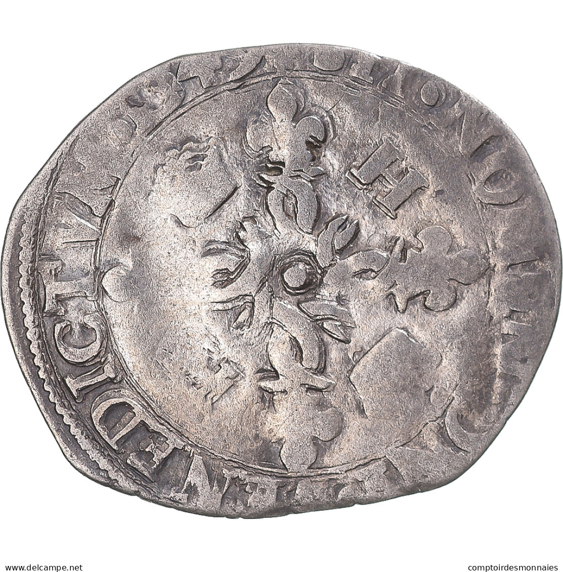 Monnaie, France, Henri II, Douzain Aux Croissants, 1549, La Rochelle, TB+ - 1547-1559 Henry II