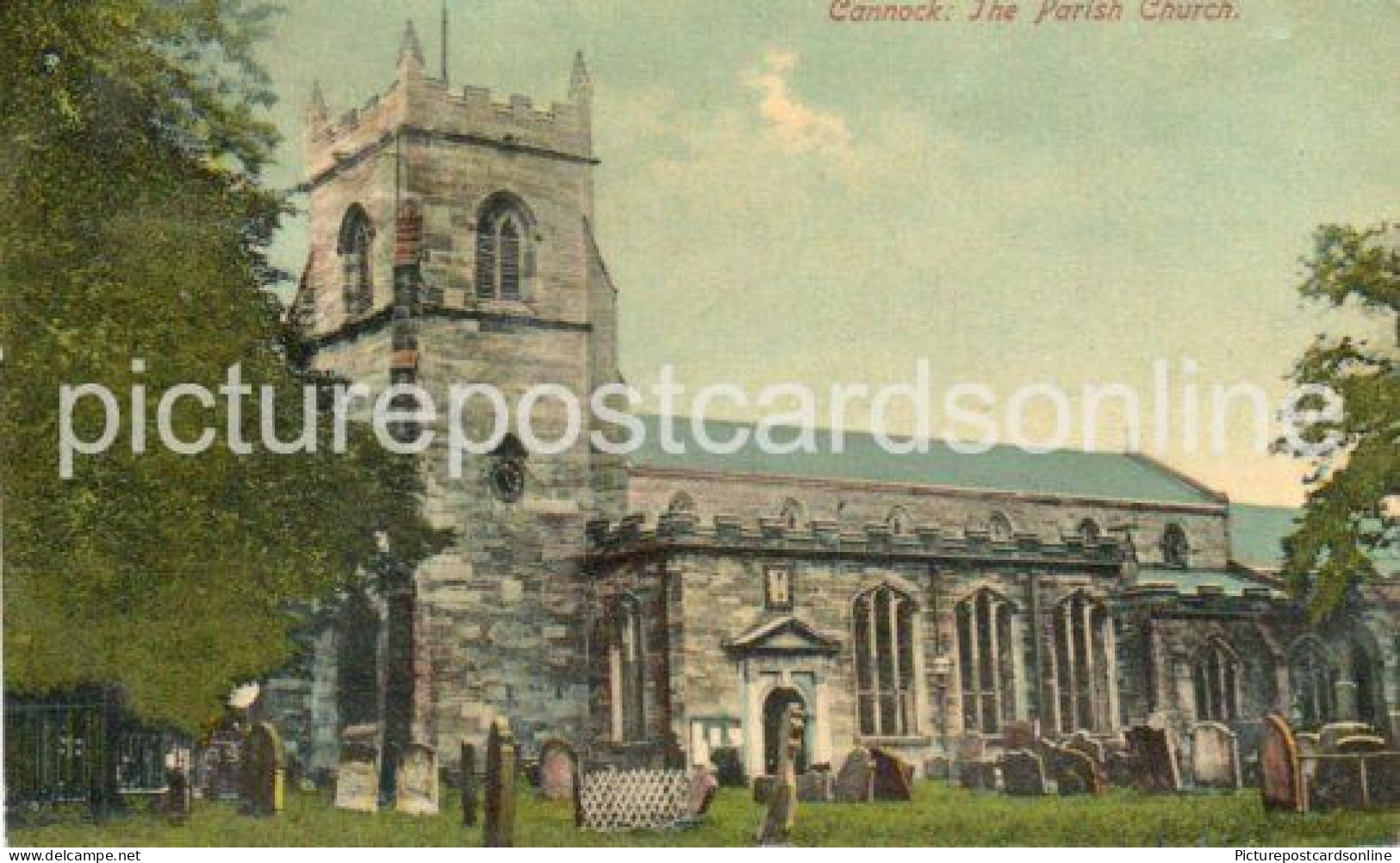 CANNOCK THE PARISH CHURCH OLD COLOUR POSTCARD STAFFORDSHIRE - Other & Unclassified