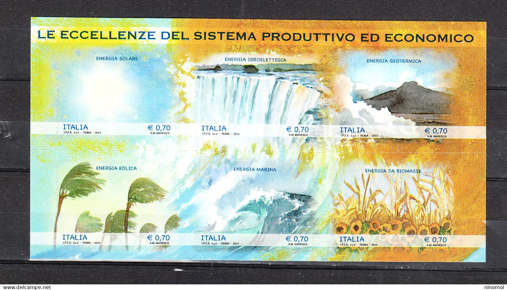 Italia  -  2014.  Energia Idroelettrica, Solare, Eolica, Marina, Biomassa, Geotermica. MNH - Water