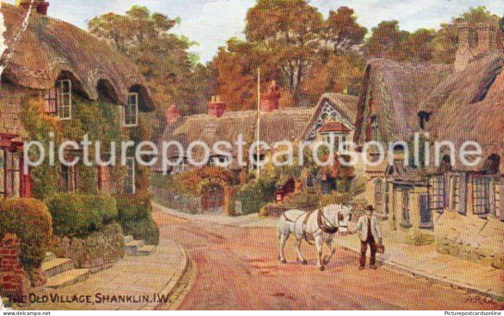 OLD VILLAGE SHANKLIN ISLE OF WIGHT OLD COLOUR ART POSTCARD ARTIST SIGNED A.R. QUINTON SALMON NO 1085 - Quinton, AR