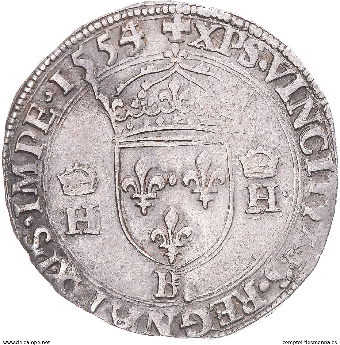 Monnaie, France, Henri II, Teston à La Tête Nue, 1554/3, Rouen, TTB, Argent - 1547-1559 Heinrich II.