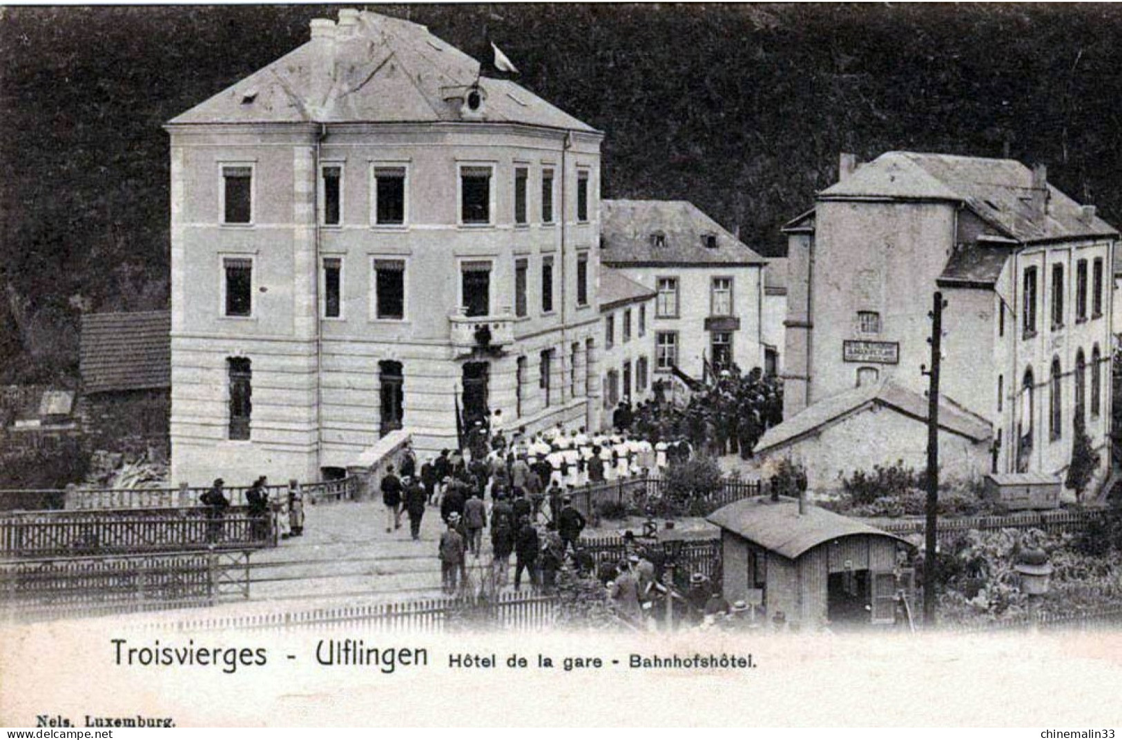 LUXEMBOURG TROISVIERGES ULFLINGEN HOTEL DE LA GARE TRES BELLE  ANIMATION  9X14 REIMPRESSION DE CARTES ANCIENNES - Troisvièrges