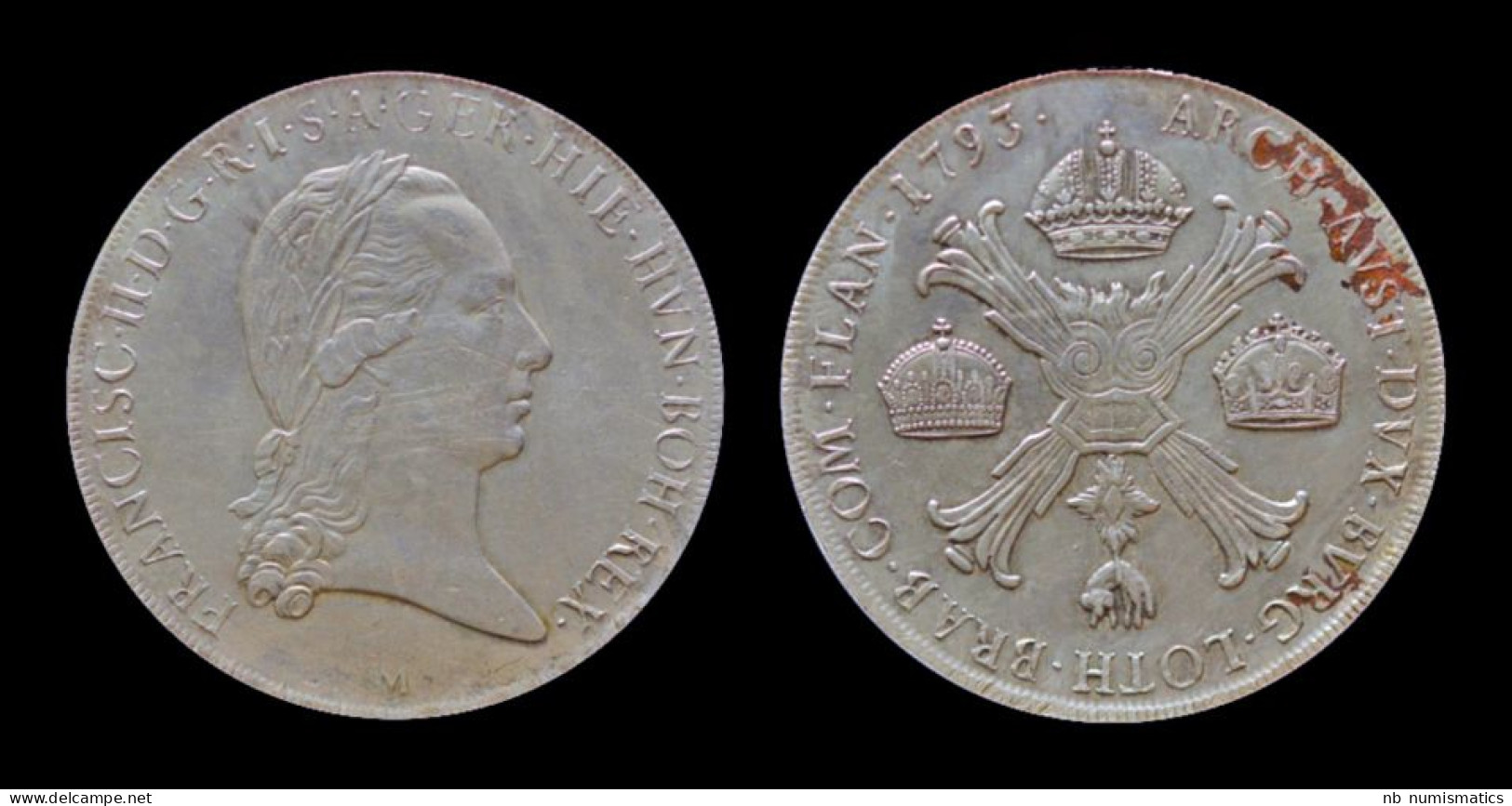 Austrian Netherlands Italy Frans II 1 Kronenthaler 1793M - 1714-1794 Pays-Bas Autrichiens  