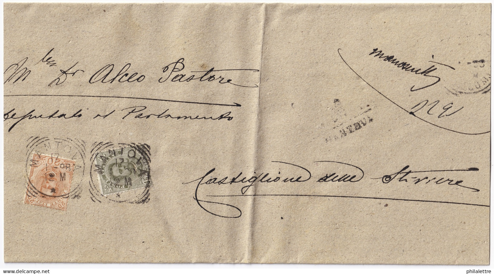 ITALY - 1898 - Sassone 61 & 63 On Registered Wrapper MANTOVA To CASTIGLIONE-delle-STIVIERE - Very Fine - Marcofilía