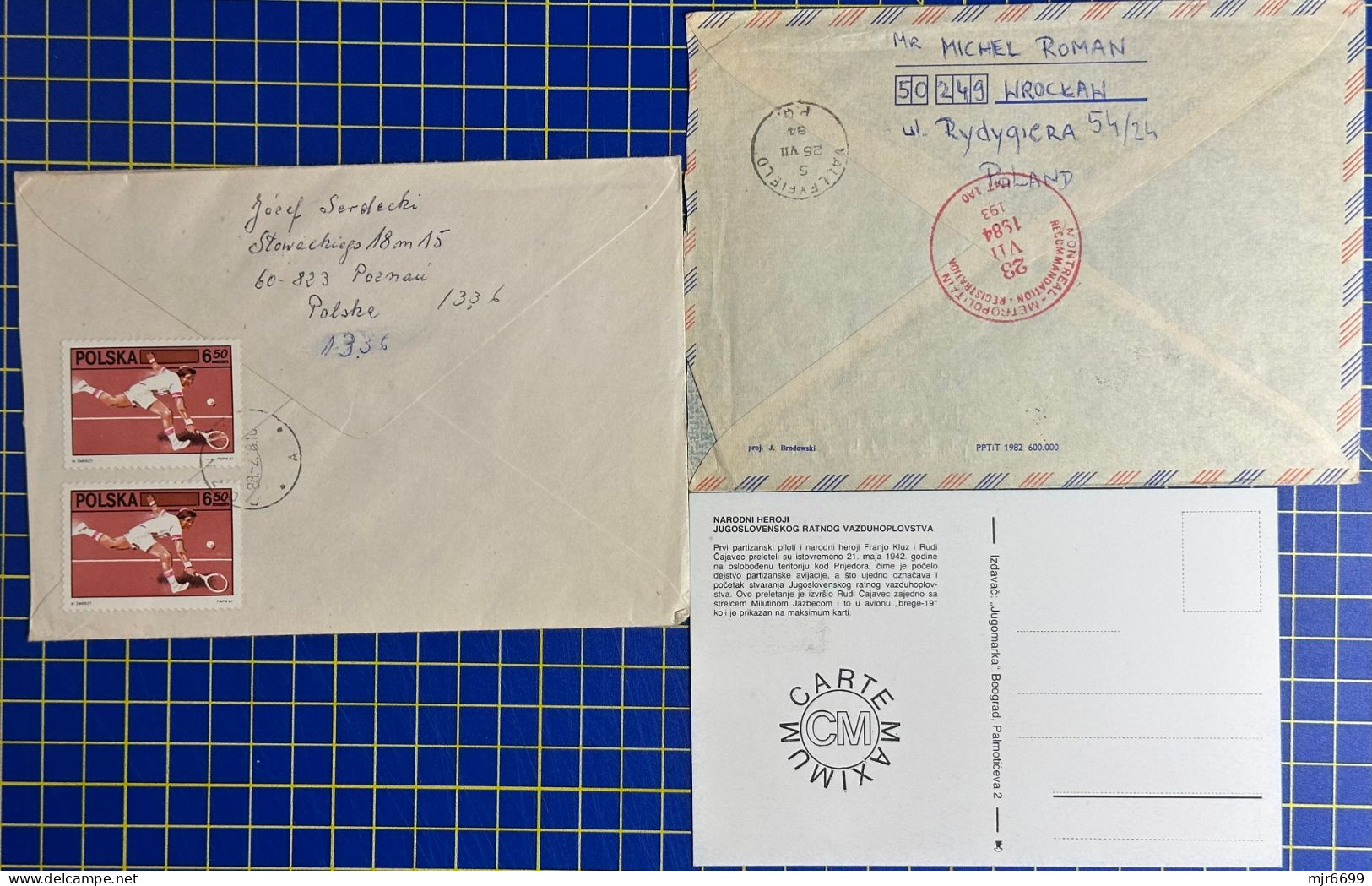 POLAND LOT OF 2 AIR COVERS + JUGOSLAVIA MAX CARD WIT AIRPLANES, THEMATIC. - Vliegtuigen