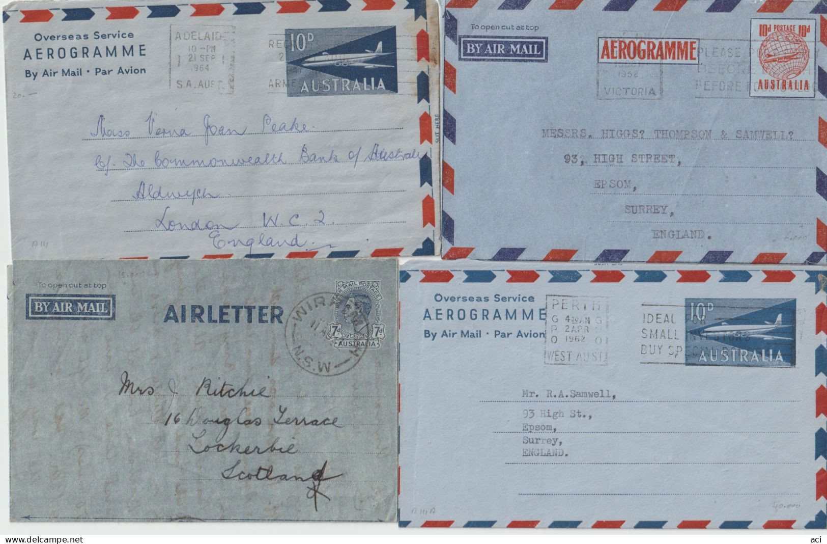 Australia 1951-64 Four Used Aerogrammes - Luchtpostbladen