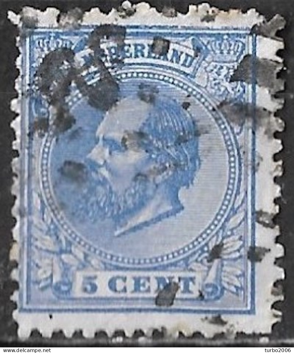 Beschadigde Boven Kaderlijn In 1872 Koning Willem III 5 Cent Blauw NVPH 19 - Plaatfouten En Curiosa