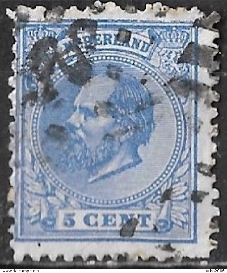 Beschadigde Boven Kaderlijn In 1872 Koning Willem III 5 Cent Blauw NVPH 19 - Variétés Et Curiosités