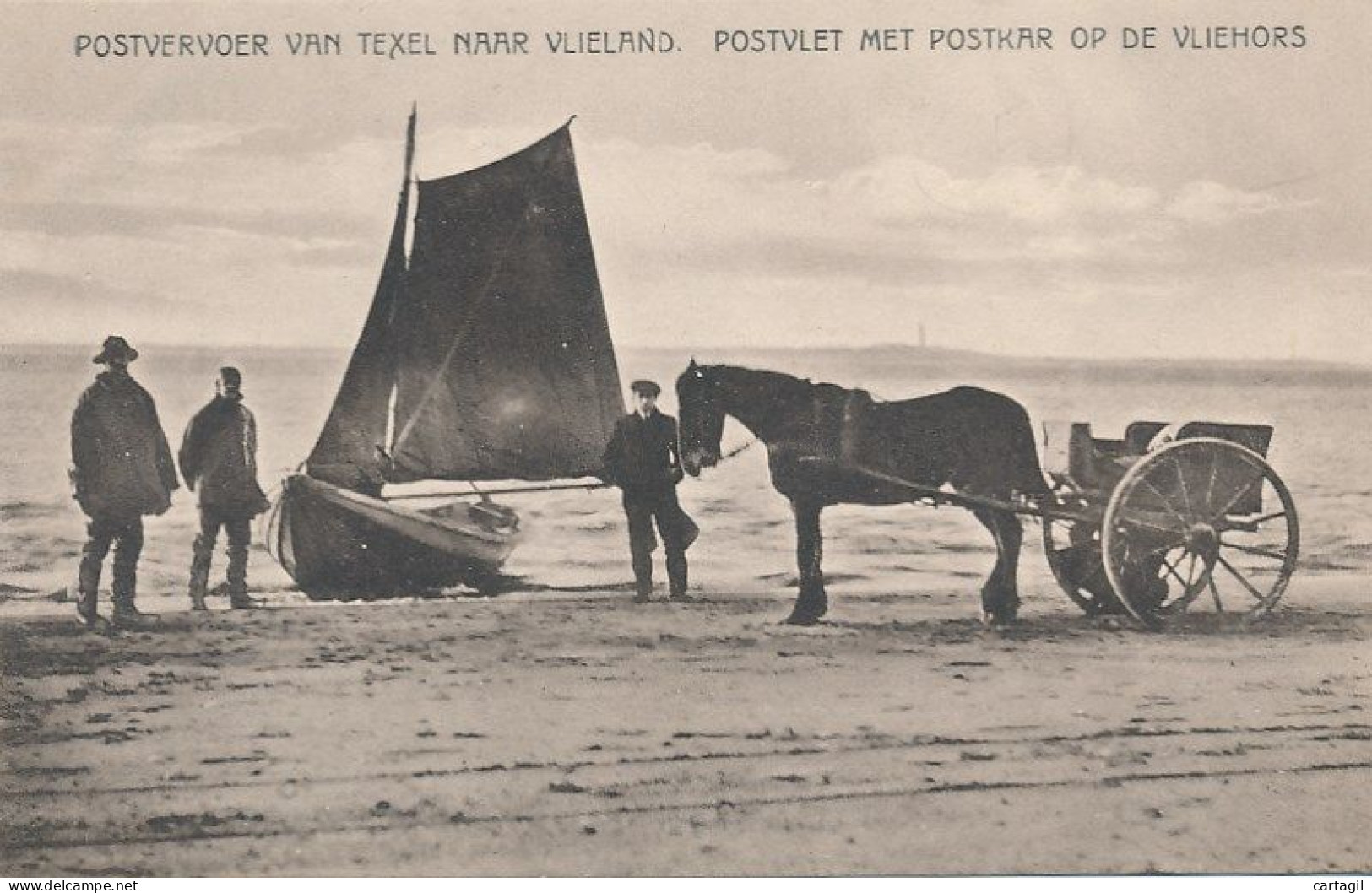 CPA -10295-Pays Bas -Vlieland Postvervoer, Van  Texel-Postvlet Met Postkar Op De Vliehors (beau Plan) - Envoi Gratuit - Vlieland