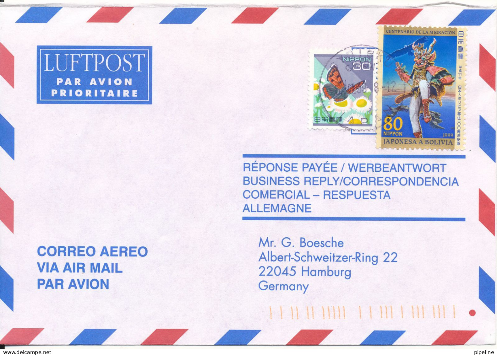 Japan Air Mail Cover Sent To Germany 5-6-1999 Topic Stamps - Briefe U. Dokumente