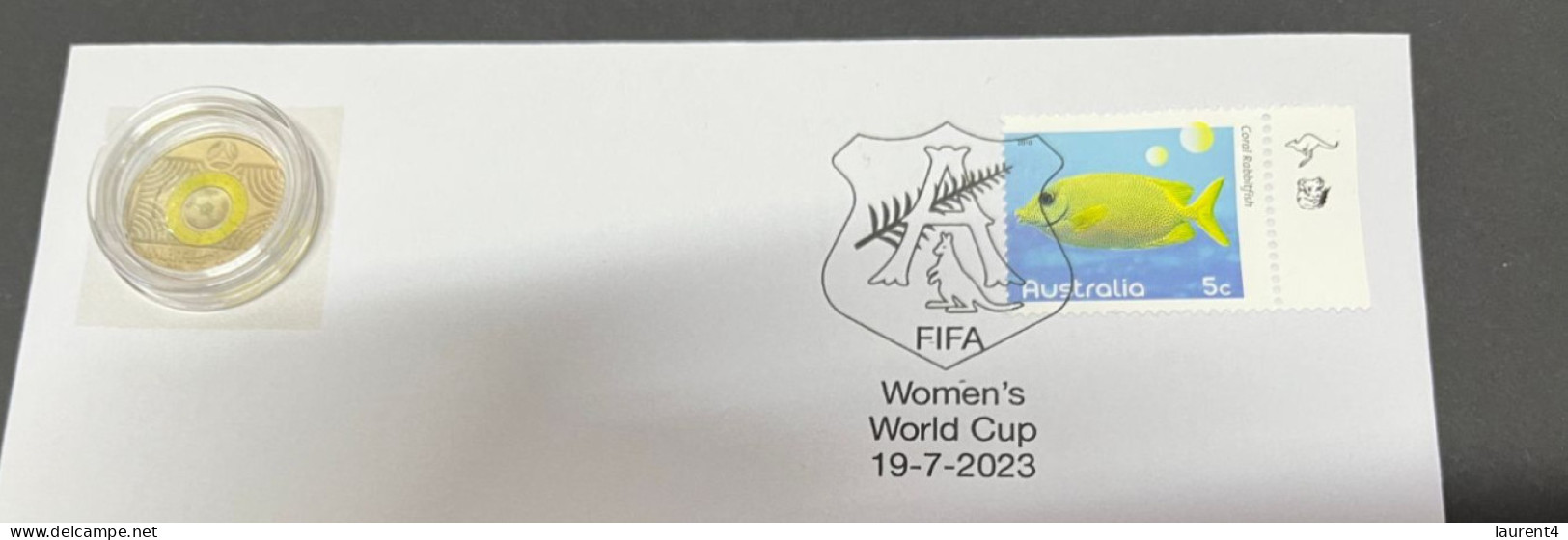 13-7-2023 (2 S  4) Yellow $ 2.00 Women's Football  World Cup - Coloured Coin 2023 On Cover (released 19-7-2023) - 2 Dollars