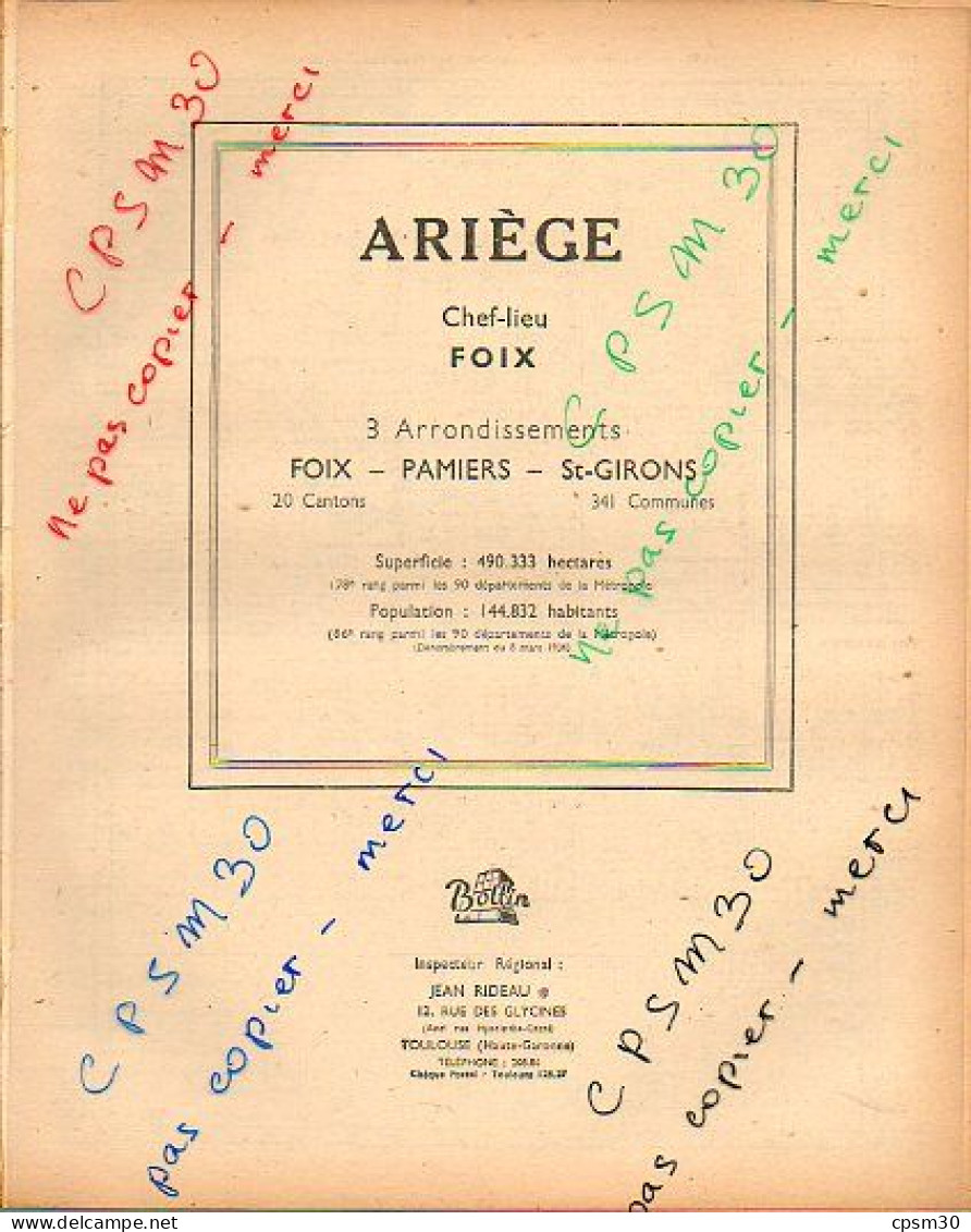 ANNUAIRE - 09 - Département Ariège - Année 1947 - édition Didot-Bottin - 50 Pages - Annuaires Téléphoniques