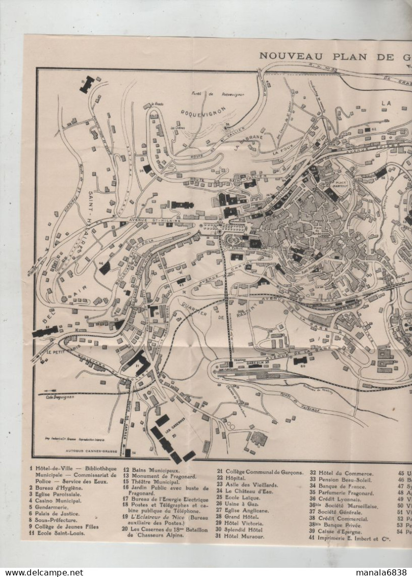 Nouveau Plan De Grasse 1928 Chemin De Fer Sud De La France Gare PLM Funiculaire Villas Quartiers - Ohne Zuordnung