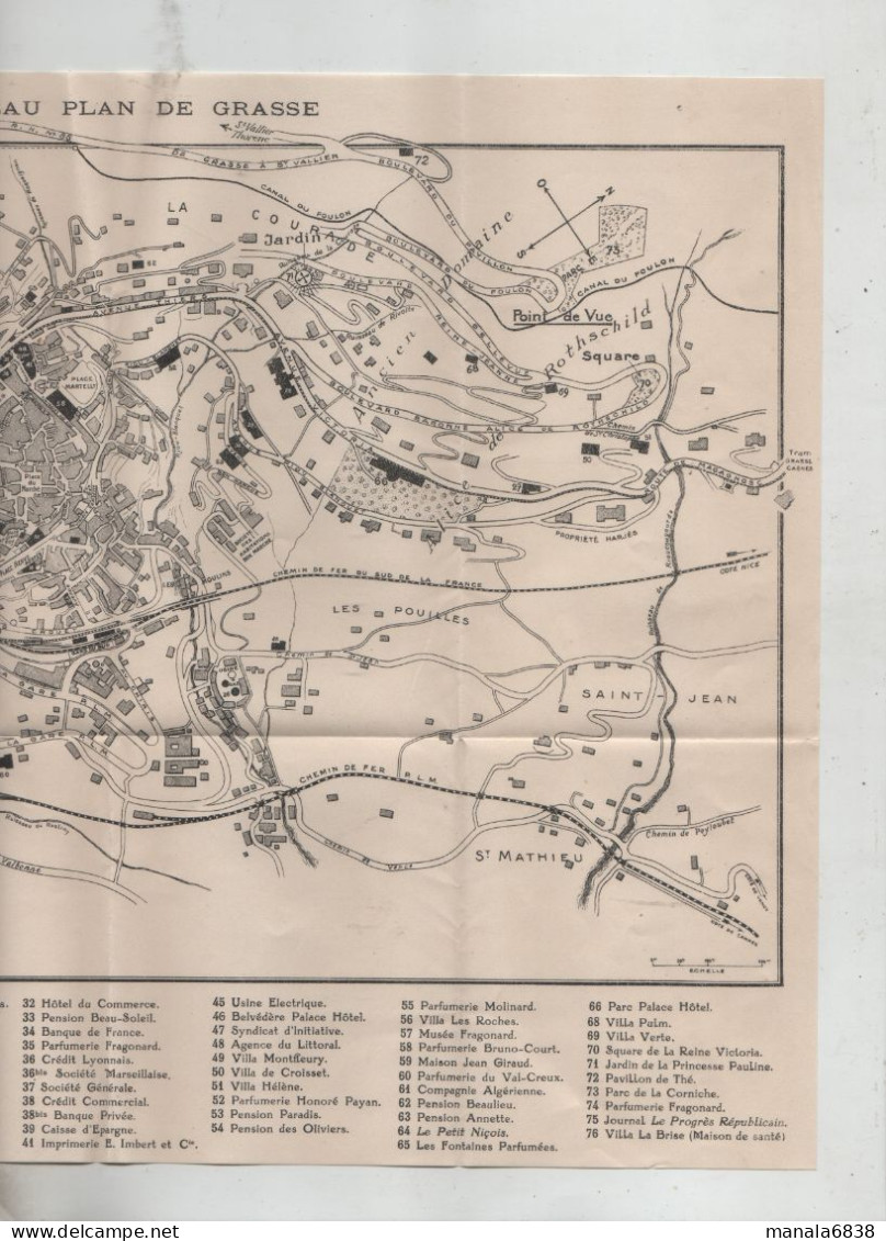 Nouveau Plan De Grasse 1928 Chemin De Fer Sud De La France Gare PLM Funiculaire Villas Quartiers - Ohne Zuordnung