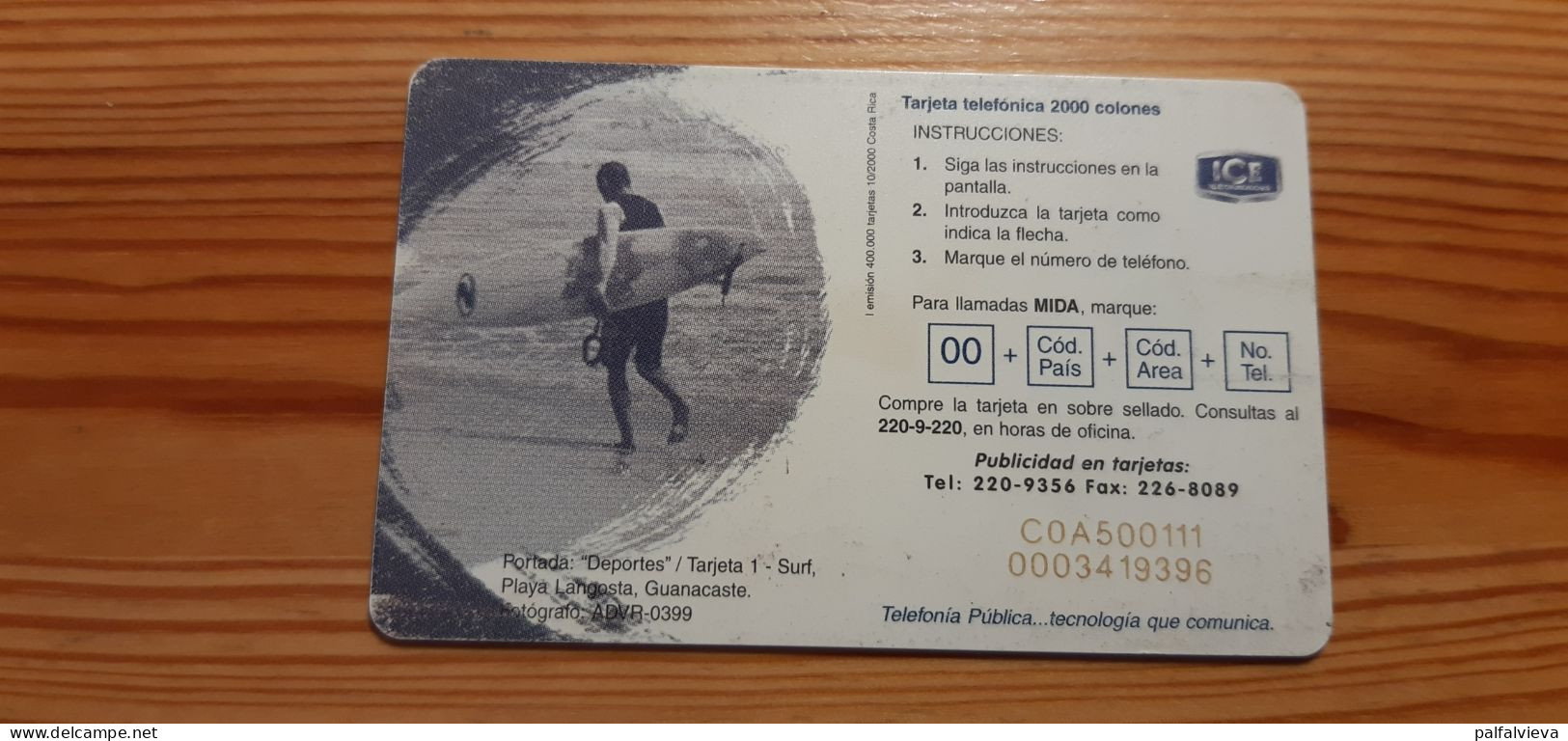 Phonecard Costa Rica - Surf - Costa Rica