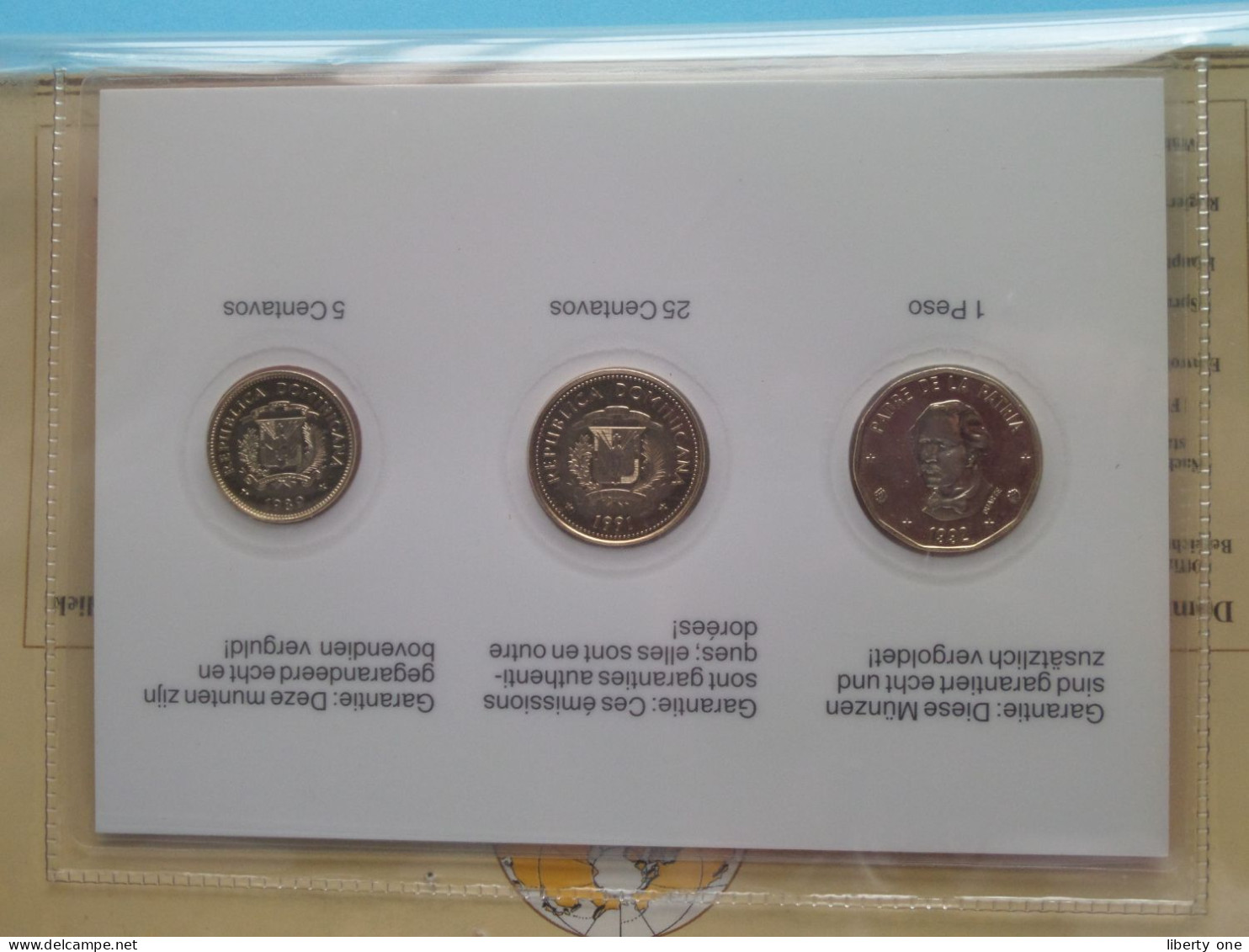 Set Of 3 Coins > DOMINIKAANSE REPUBLIEK ( DETAIL > Voir / See SCANS ) Gold Plated ! - Dominicana