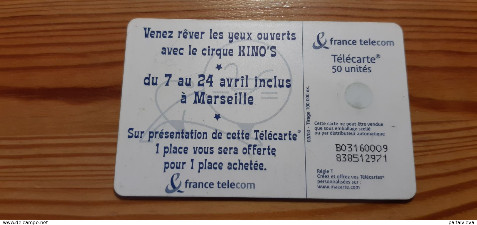 Phonecard France  - Kino's, Circus, Clown, Tiger, Elephant - 2000