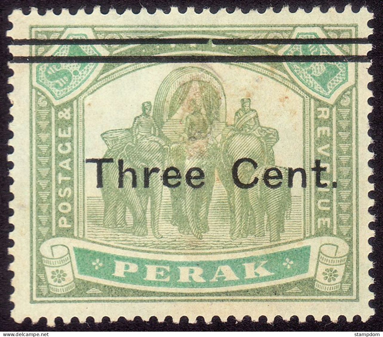 PERAK 1900 Surcharged 3c On $1 Sc#67 MNG? Hinge Remnant And Stained Centre @TE136 - Perak