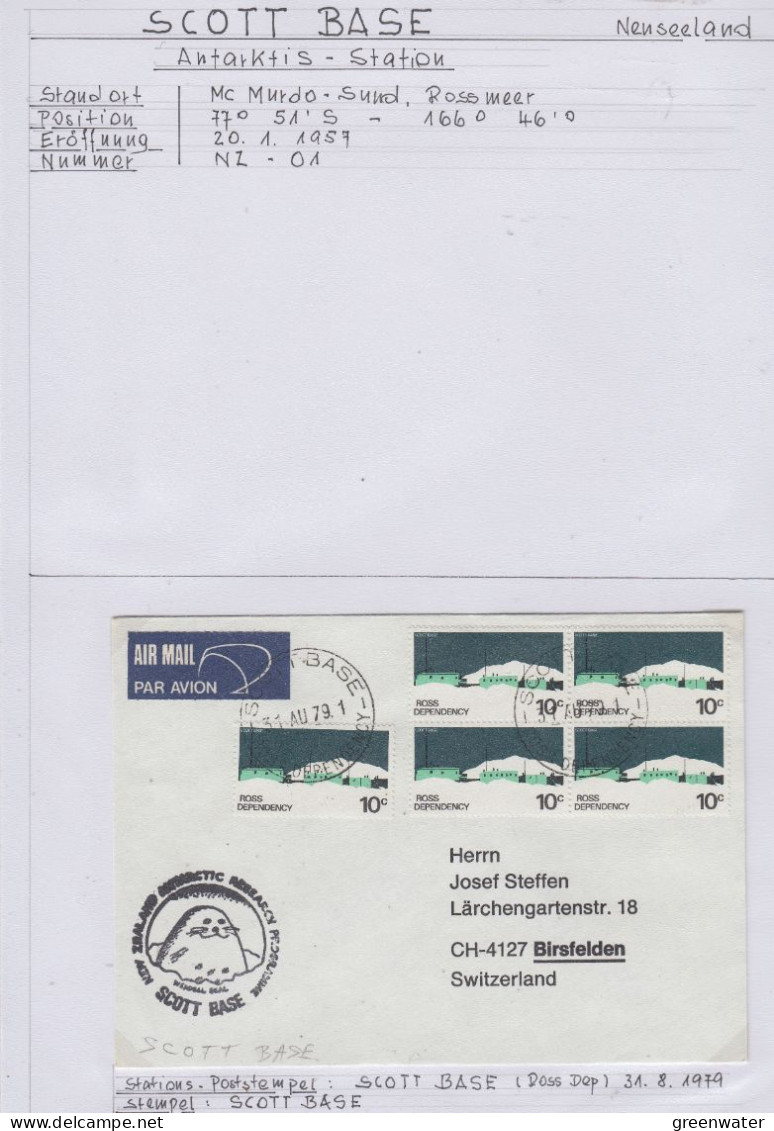 Ross Dependency Cover  NZ  Antarctic Research  Expedition Ca Scott Base 31 AU 1979 (WB160) - Covers & Documents