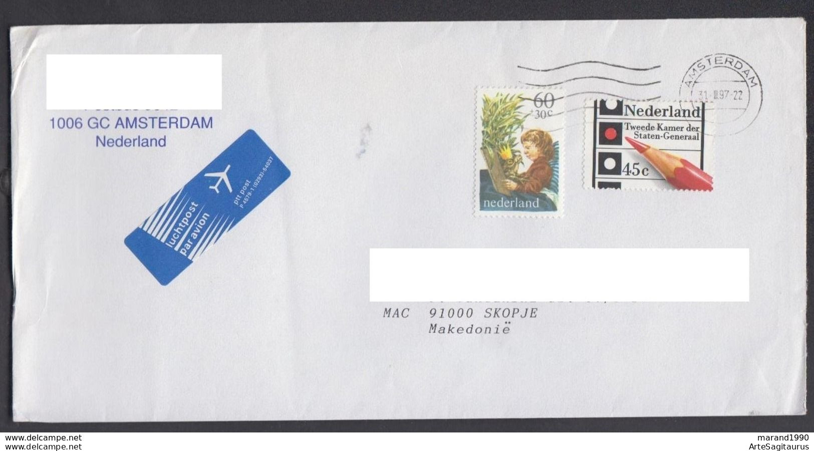 NETHERLANDS, COVER,  REPUBLIC OF MACEDONIA  (007) - Storia Postale