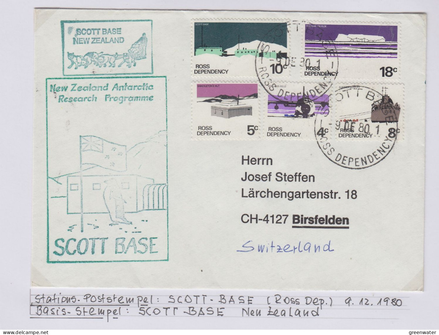 Ross Dependency Cover  NZ  Antarctic Research  Expedition Ca Scott Base 9 DE 1980 (WB161) - Covers & Documents