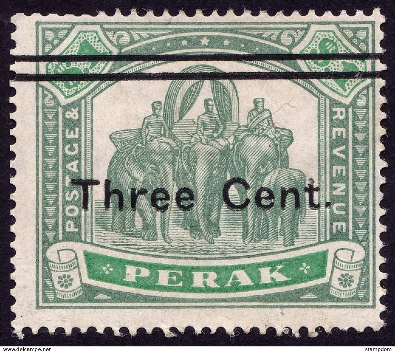 PERAK 1900 Surcharged 3c On $1 Sc#67 MNG .Top Left Perfs Trimmed @TE202 - Perak