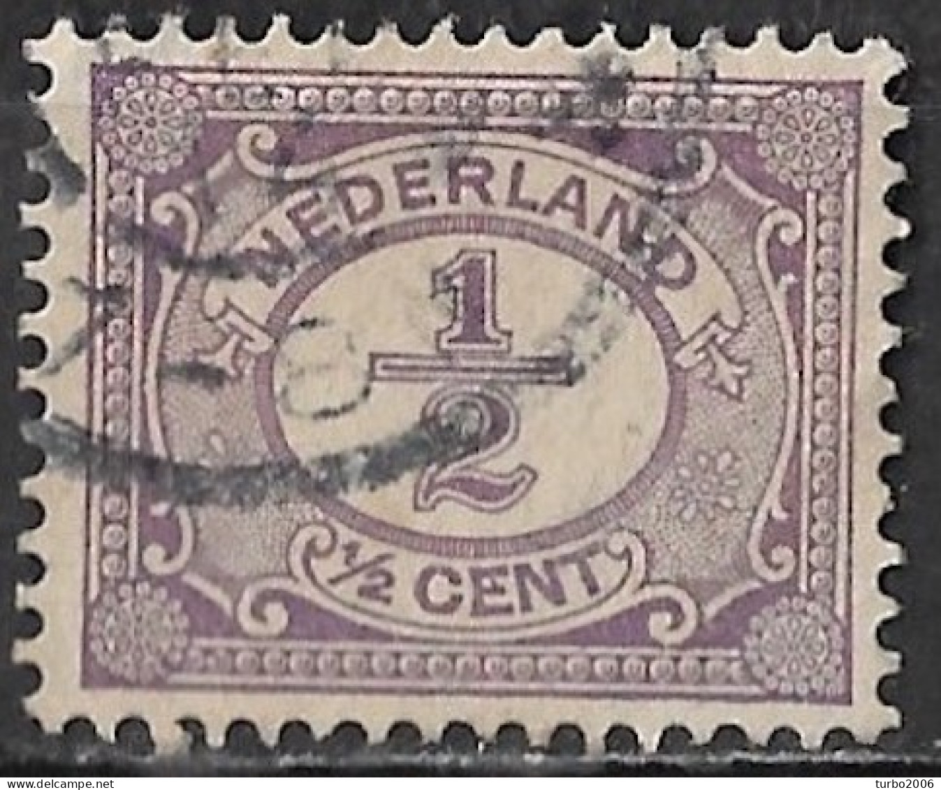 Violet Haaltje Aan De E Van CEnt In 1919 ½ Cent Violet NVPH 50 - Variétés Et Curiosités