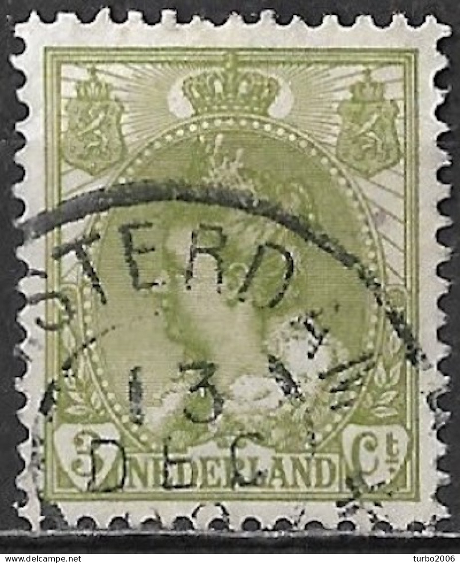 Witte Punt In Straal Rechtsboven In 1899 Koningin Wilhelmina 3 Cent Groen NVPH 57 - Variétés Et Curiosités