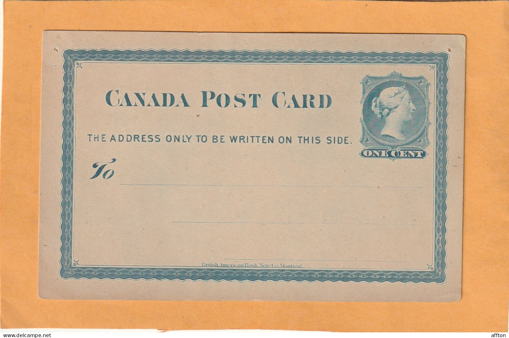 Canada Old Card - 1860-1899 Reign Of Victoria