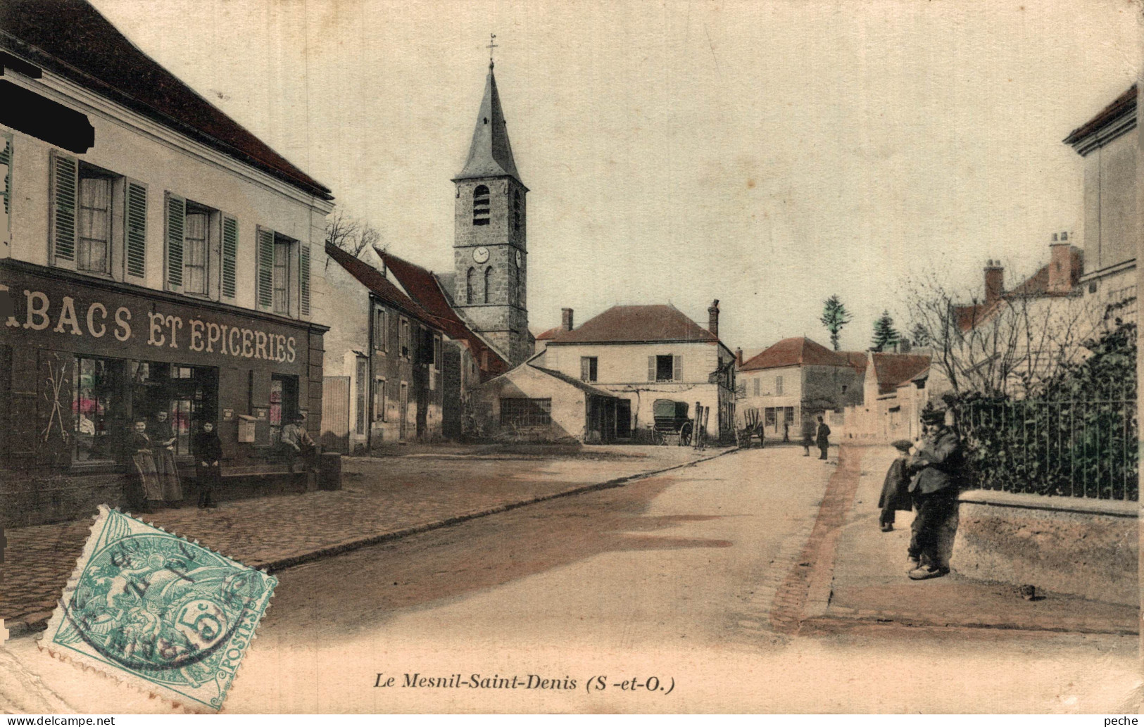 N°107129 -cpa Le Mesnil Saint Denis -tabacs épicerie- - Le Mesnil Saint Denis