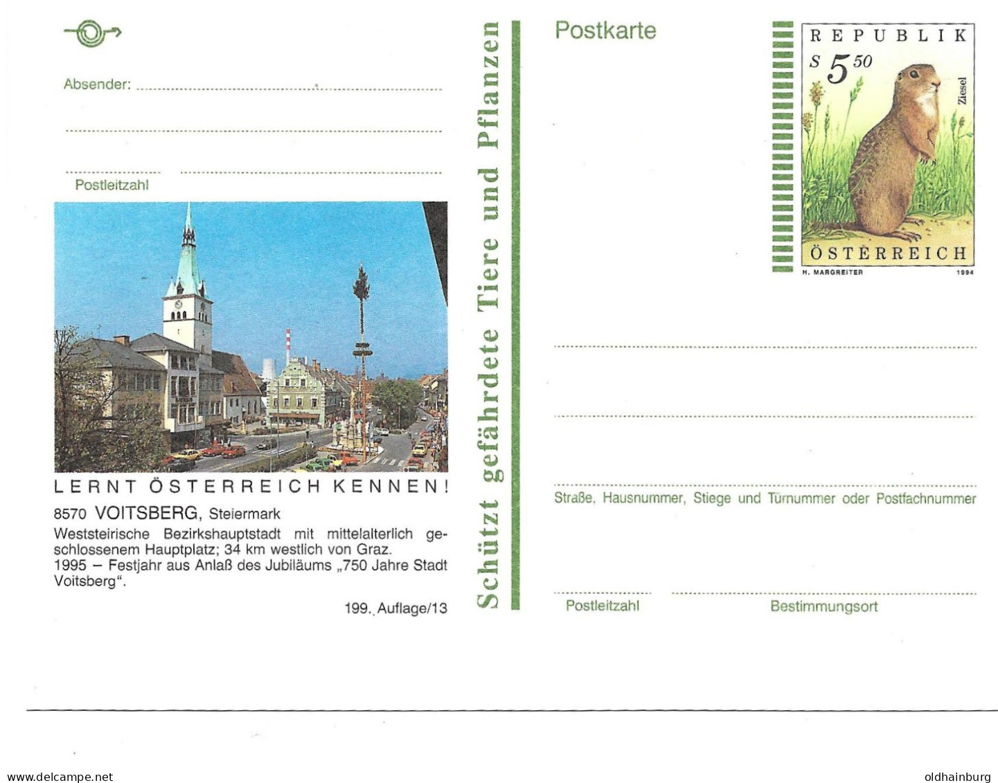 0556z: Bildpostkarte 8570 Voitsberg, Jahrgang 1994, Ungelaufen - Voitsberg