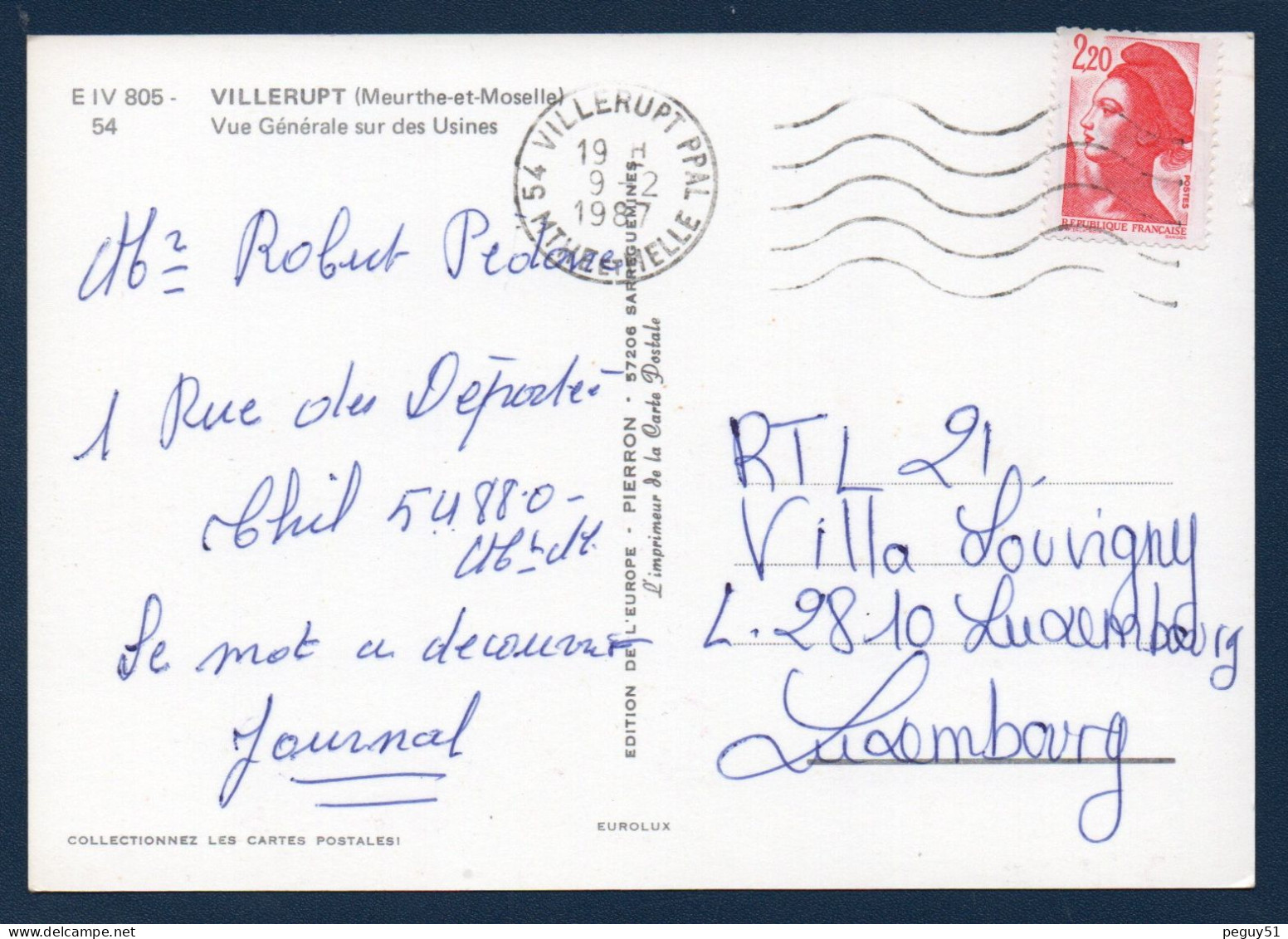 54. Villerupt. Vue Générale Des Aciéries De Micheville. 1987 - Sonstige & Ohne Zuordnung