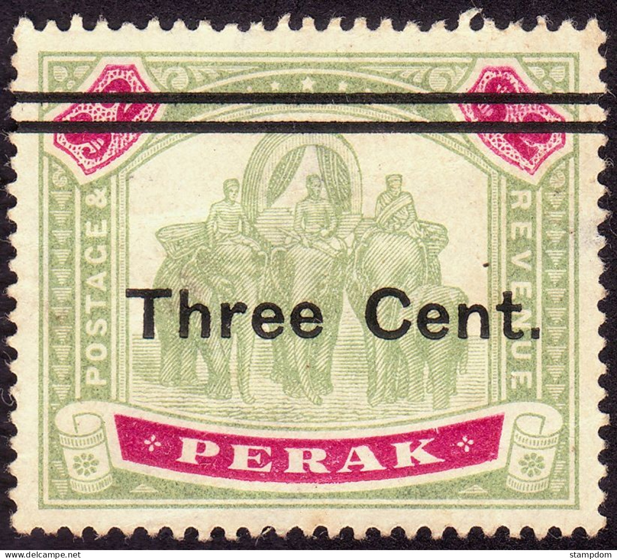 PERAK 1900 Surcharged 3c On $2 Sc#68 - MNG @TE26 - Perak