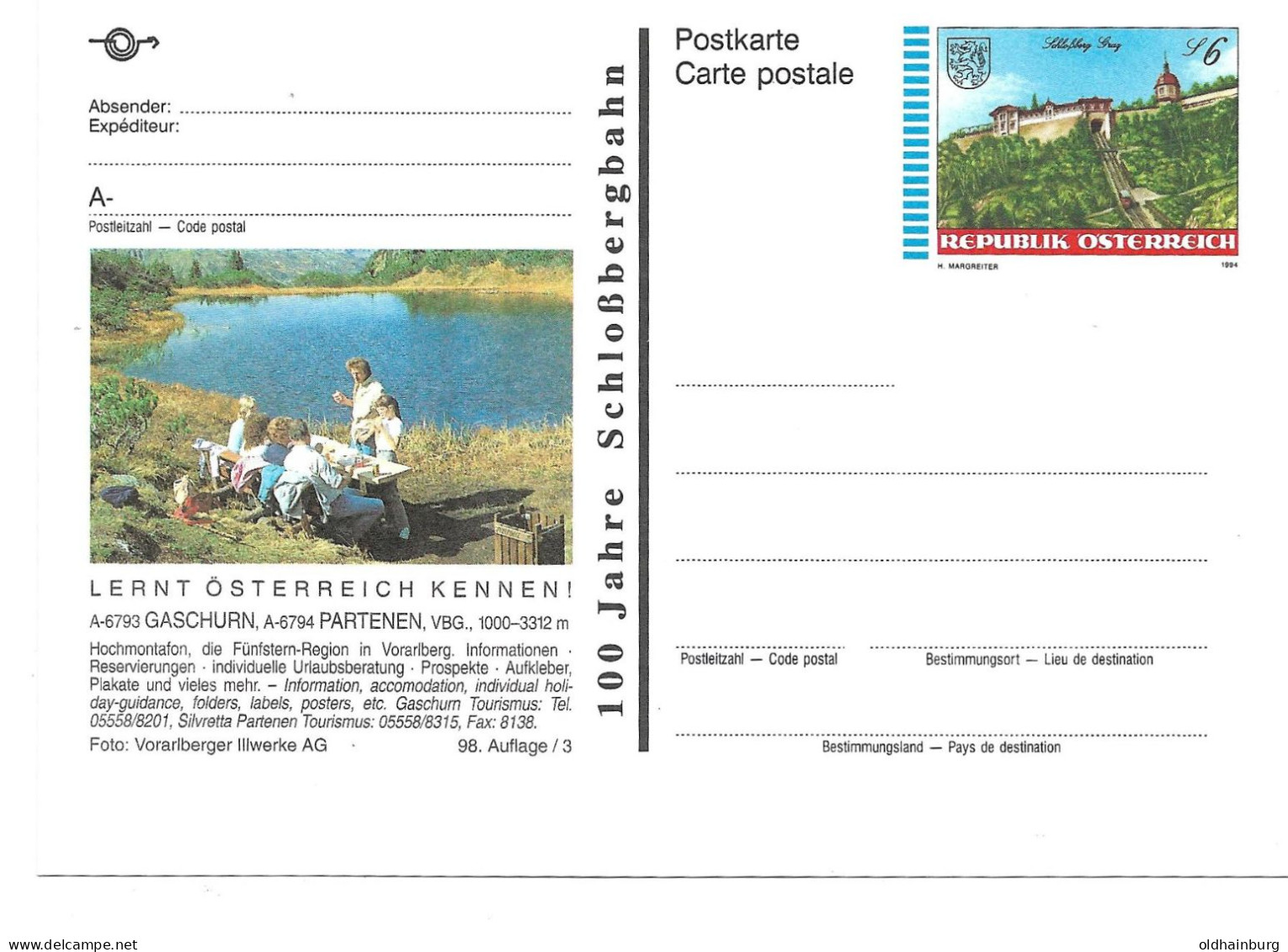 0556s: Bildpostkarte 6793 Gaschurn, 6794 Partenen, Hochmontafon, Jahrgang 1994, Ungelaufen - Gaschurn