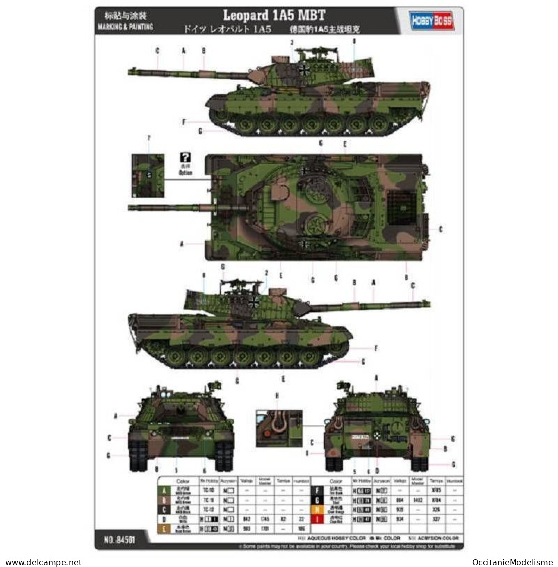 HobbyBoss - CHAR Allemand LEOPARD 1A5 MBT Maquette Kit Plastique Réf. 84501 Neuf NBO 1/35 - Veicoli Militari