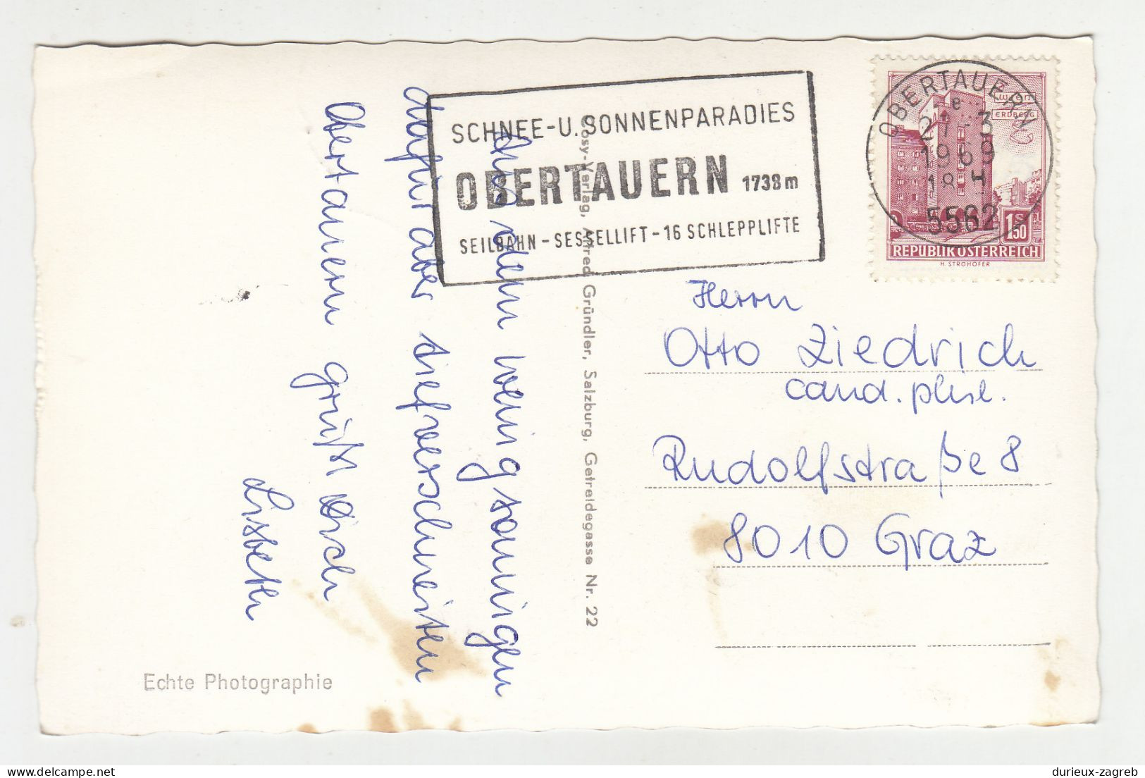 Obertauern Old Postcard Posted 1969 - Slogan Postmark Obertauern B230720 - Obertauern