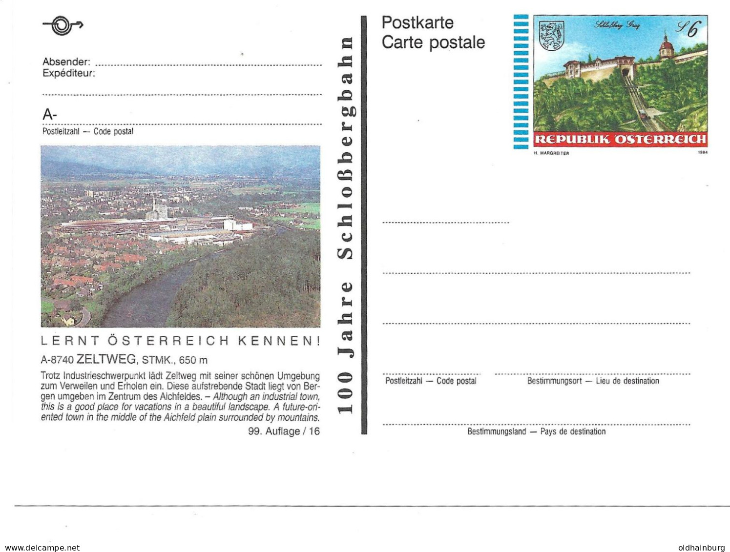 0556g: Bildpostkarte 8740 Zeltweg, Jahrgang 1994, Ungelaufen - Zeltweg