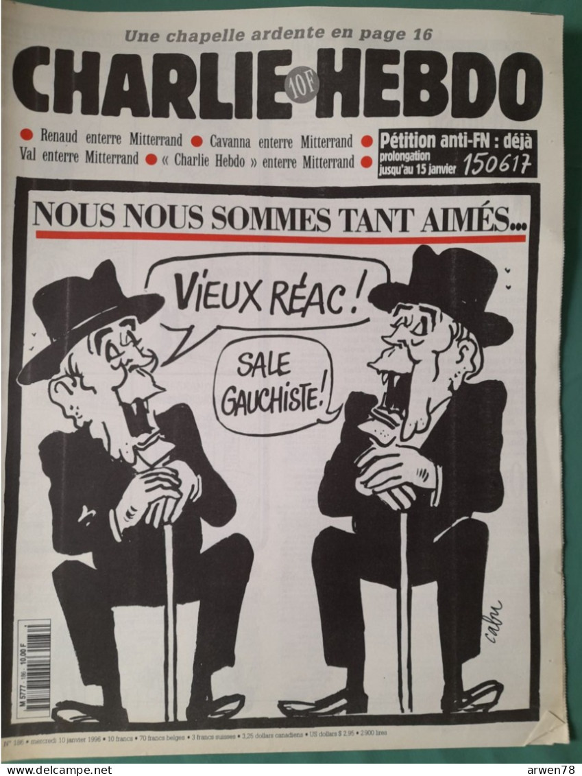 CHARLIE HEBDO 1996 N° 186 MITTERRAND (S) NOUS NOUS SOMMES TANT AIMES - Humor