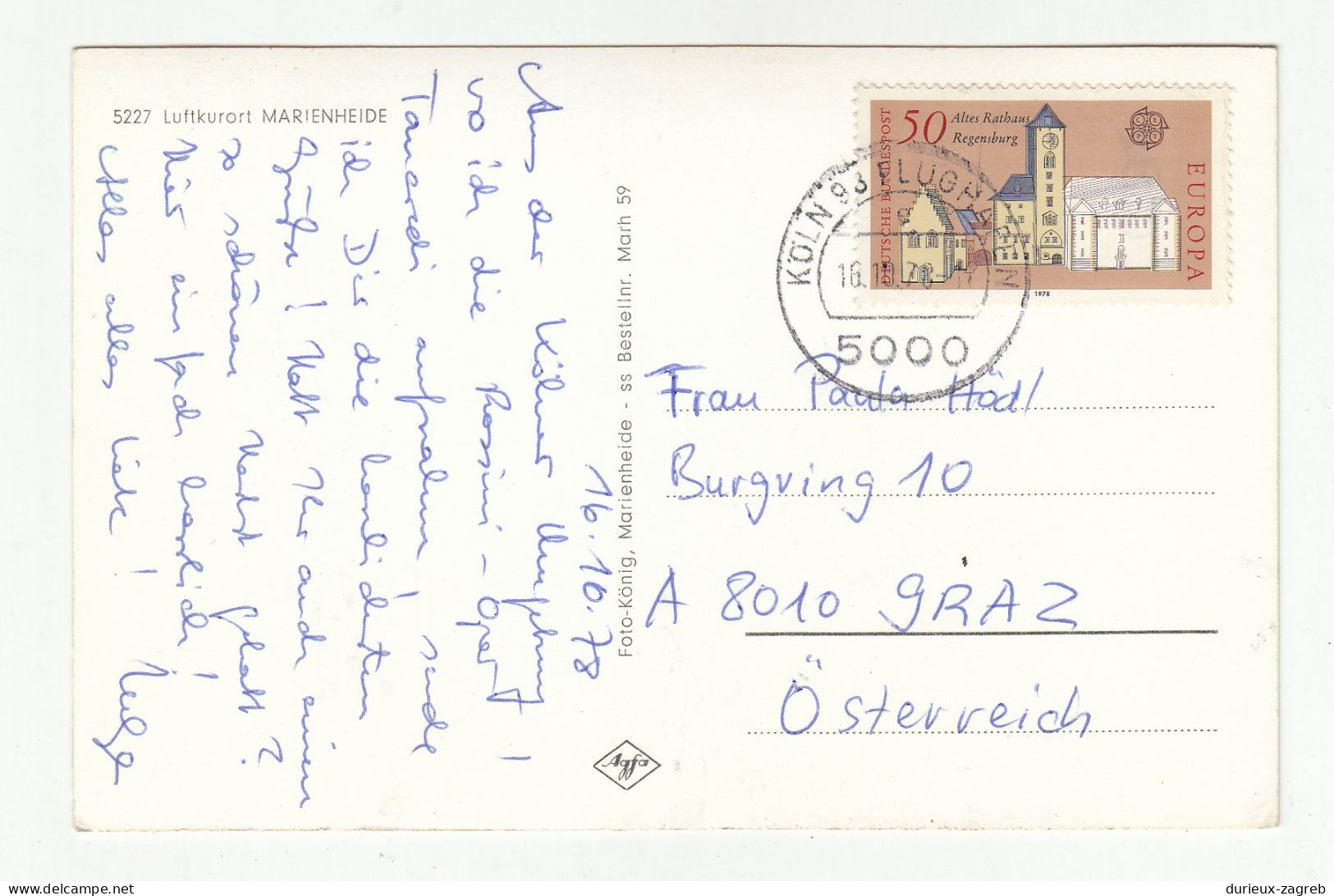 Marienheide Old Postcard Posted 1978 B230720 - Marienheide