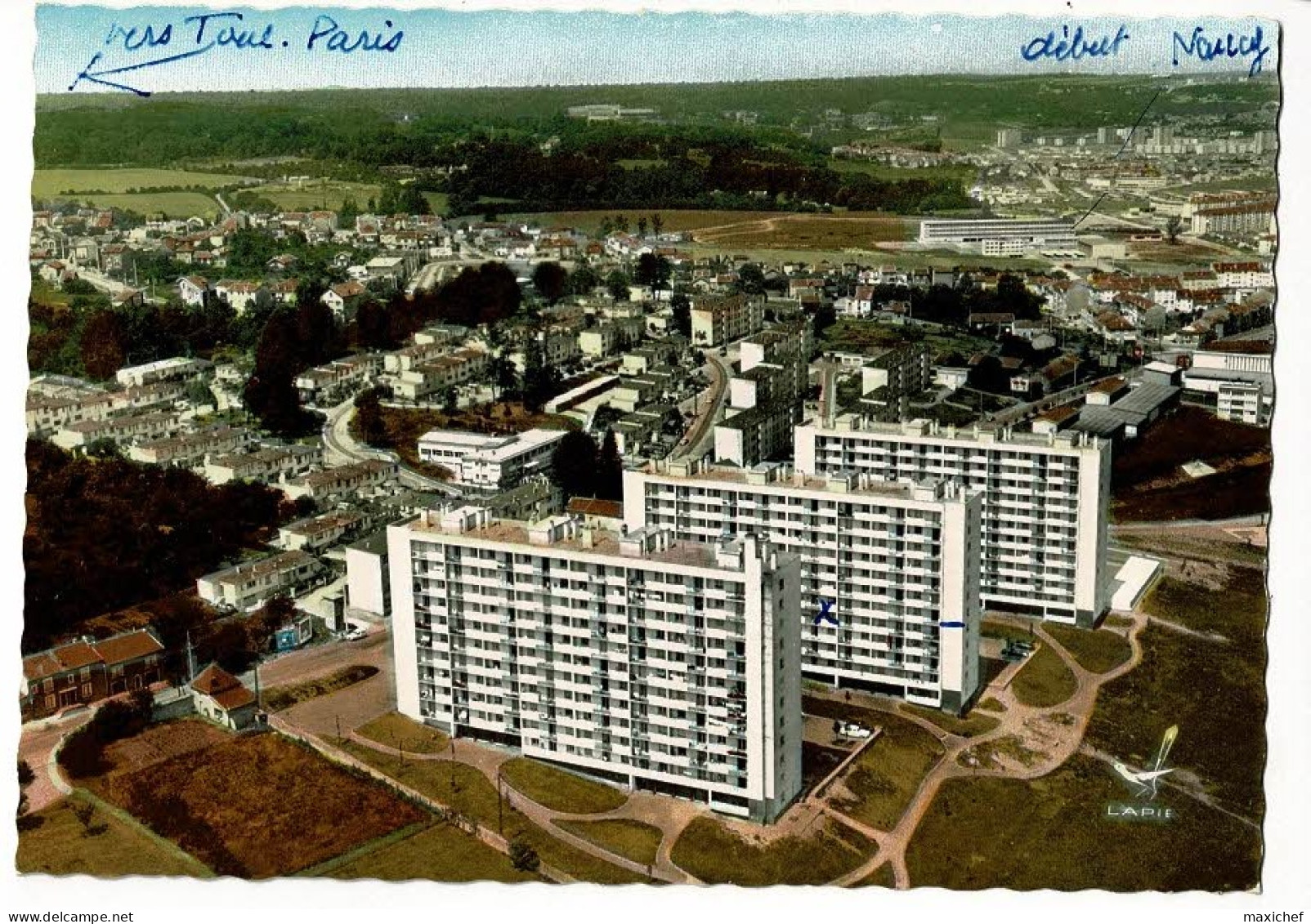 En Avion Au Dessus De Vandoeuvre - Mairie-Plaisance (barres D'immeuble, Indications Au Stylo, Côté Vue) Circ 1966 - Vandoeuvre Les Nancy