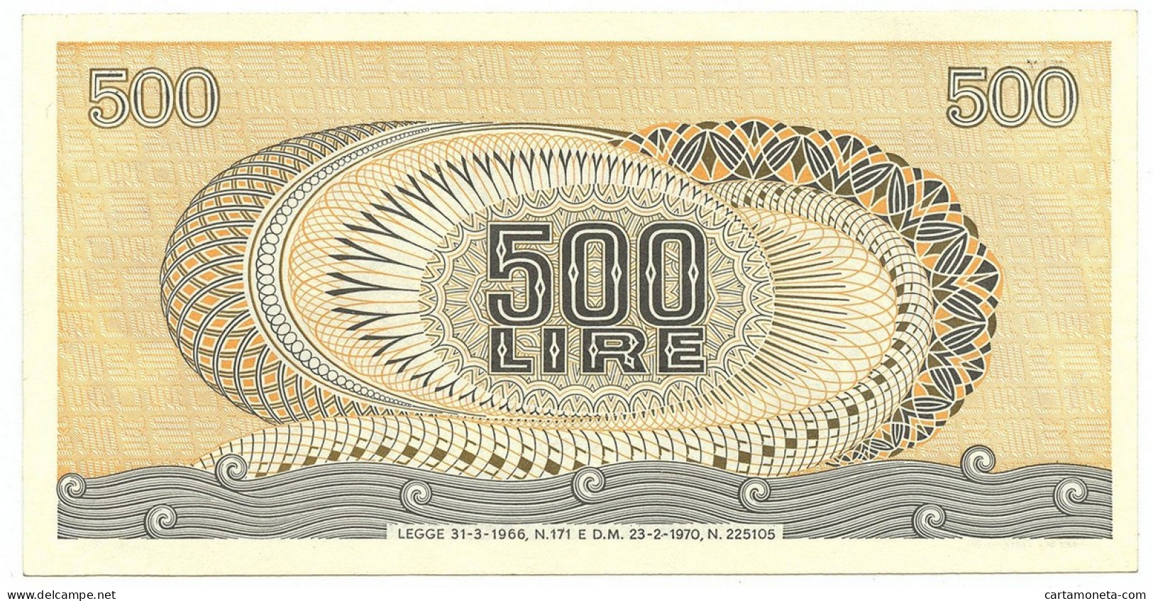 500 LIRE BIGLIETTO DI STATO ARETUSA SERIE SPEC.LE SOSTITUTIVA W05 23/02/1970 SUP - Sonstige & Ohne Zuordnung