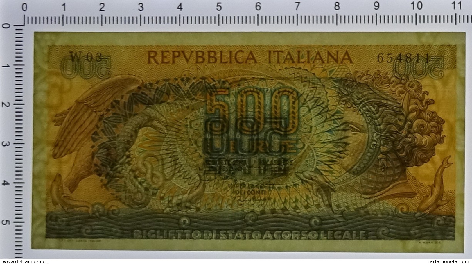 500 LIRE BIGLIETTO DI STATO ARETUSA SERIE SPEC. SOSTITUTIVA W03 20/10/1967 SUP+ - Sonstige & Ohne Zuordnung