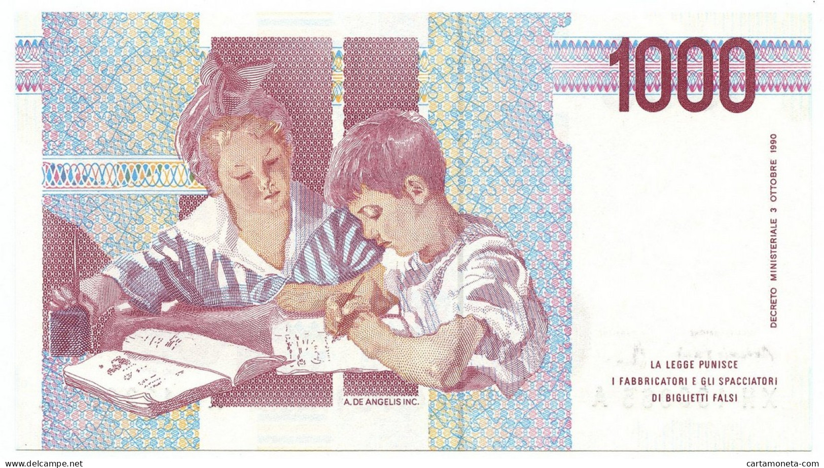 1000 LIRE MARIA MONTESSORI SERIE SOSTITUTIVA XH 25/07/2001 FDS - Altri & Non Classificati