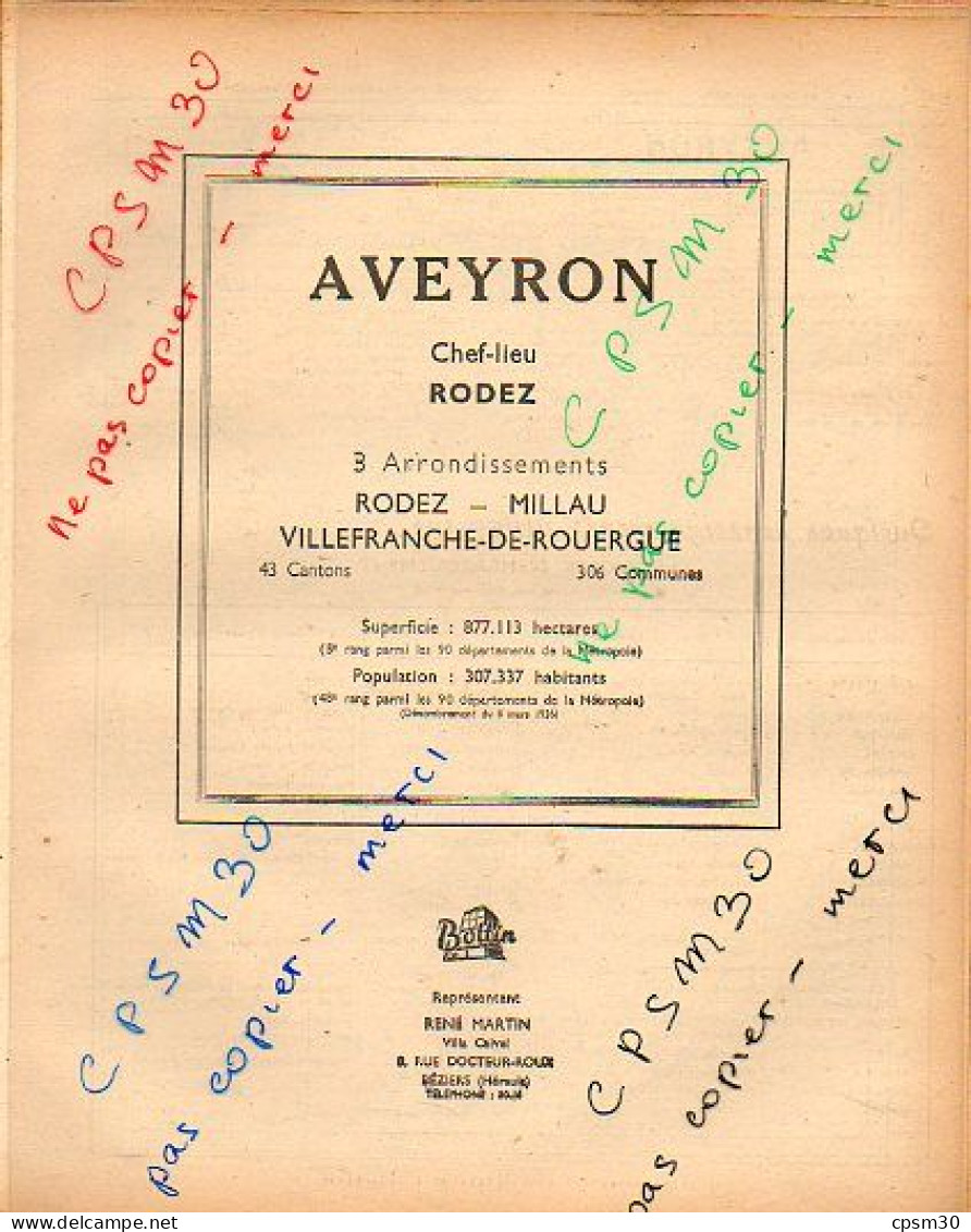 ANNUAIRE - 12 - Département Aveyron - Année 1952 édition Didot-Bottin - 88 Pages - Telefonbücher