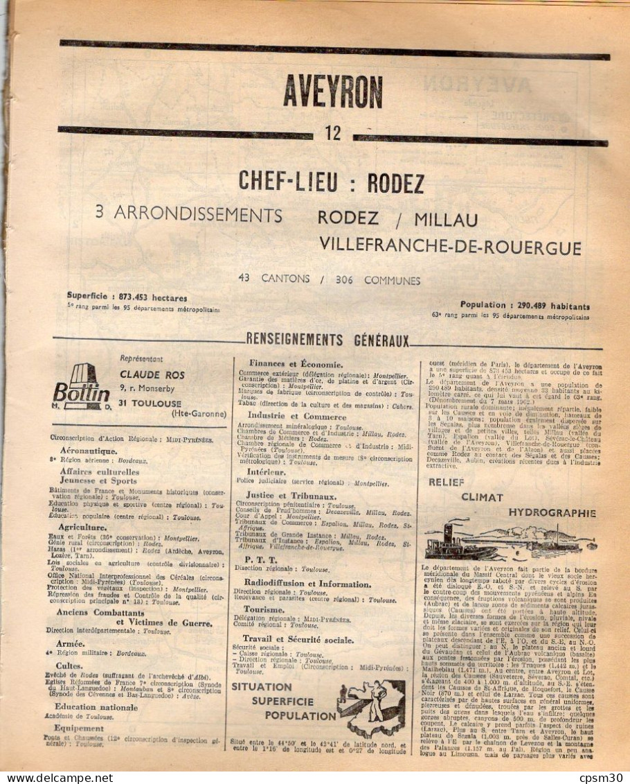 ANNUAIRE - 12 - Département Aveyron - Année 1969 - édition Didot-Bottin - 100 Pages - Telefonbücher